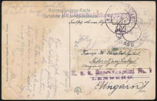1918 Tábori posta képeslap, továbbküldve / Field postcard, redirected K. und k. 16. Eisenbahnkompagnie + FP 562 + K.u.k. Reservespital LEMBERG + EP 135