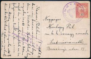 1916 Képeslap Turul 10f bélyeggel, brassói cenzúrával / Postcard with censorship &quot;K.u.K. ... ZEUGSDEPOT Nr.12.&quot;