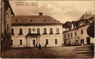 1924 Körmöcbánya, Kremnitz, Kremnica; Cs. st. mincovna / Staatl. Münzamt / Pénzverde, E. Kohn üzlete / mint office, shop (EK)