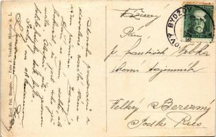 1932 Sloupno, Slaupno; Ulice Komenského, Skola, Zámek, Partie u Mlyna. Nakl Karel Pus / street view,...