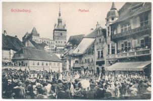 1907 Segesvár, Schässburg, Sighisoara; Maifest / Majális, Josef Girscht üzlete. H. Zeidner kiadása / May Festival, shops