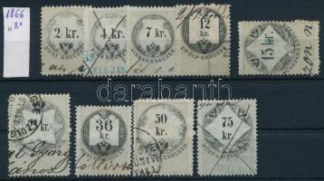 1866 9 db okmánybélyeg / fiscal stamps