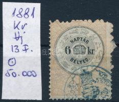 1881 Naptárbélyeg 6kr / Calendar stamp