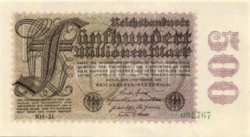 Német Birodalom / Weimari Köztársaság 1923. 500.000.000M cégnyomat "Sterne mit einem S darin" vízjellel T:I