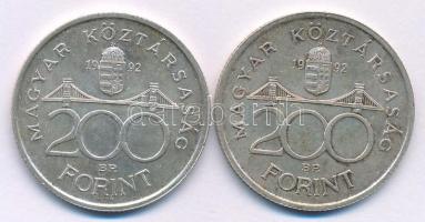 1992. 200Ft Ag "MNB" (2x) T:AU,XF Adamo F13