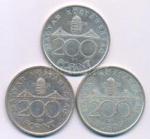 1992. 200Ft Ag "MNB" + 1993. 200Ft Ag "MNB" + 1994. 200Ft Ag "Deák" T:...