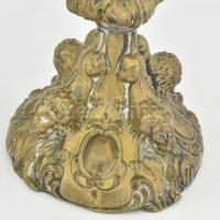 Réz asztali gyertyatartó pár. Préselt réz lap, gipsz töltéssel 32 cm