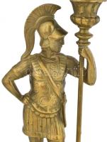 Réz asztali lámpa, petróleumlámpa. Alabárdos katona figurával, csiszolt üveggel, felső üveg búra nél...