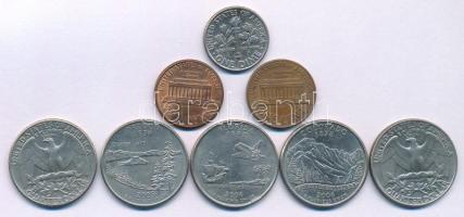 Amerikai Egyesült Államok 1966-1986. 1c bronz "Lincoln" (2xklf) + 1985P 25c (2x) + 1996P 1...