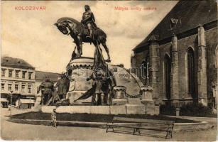 1909 Kolozsvár, Cluj; Mátyás király szobor. Ludasi dohánytőzsde kiadása / monument