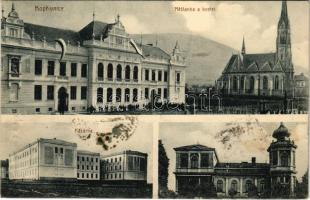 1913 Koprivnice, Nesselsdorf; Mestanka skola a kostel, Kasárna, villa. Nakl. M. Cechmánek / school, church, barracks, villa (fl)