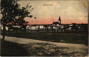 Milovice, Milowitz; general view, church. Nakl. K. Zuna (Rb)