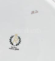 Reichenbach zöld fonton rokály mintás 3 darabos asztali szett: váza m: 28 cm, kínáló d: 24 cm, kerek...