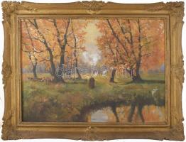 Zórád Géza (1896-1959): Juhász nyájával, 1941. Olaj, vászon, jelzett. Dekoratív, kissé sérült fakeretben, 60x80 cm