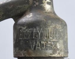 Sajószentpéter Rosenthal Adoldné szikvízgyára kék szódásüveg madárfejes fejjel (Giczey Juliska, Vatt...