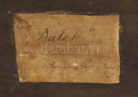 Egerváry Potemkin Ágost (1858-1930): Balek. Olaj, fa. jelezve jobbra lent. Hátoldalán címkén felirat...