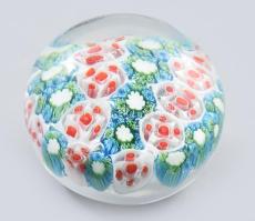 Muranoi millefiori üveg levélnehezék d: 6 cm