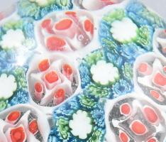 Muranoi millefiori üveg levélnehezék d: 6 cm