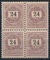 1898 24kr négyestömb lemezösszefüggés, R! (papírránc) / Mi 50 X block of 4 (paper crease)