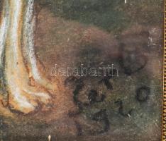 Olvashatatlan jelzéssel: Kalapos hölgy agárral, 1920. pasztell, papír. 50x35,5 cm. Dekoratív, üvegez...