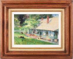 Boldizsár István (1897-1984): Napfényes udvar (Jászberény?), 1958. Akvarell, papír, jelzett, üvegeze...