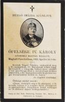 1922 IV. Károly király gyász cédulája foltos 8x12 cm