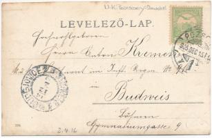 1905 Pozsony, Pressburg, Bratislava; Rybne namestie / Hal tér, zsinagóga, Szentháromság szobor / squ...