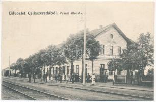 Csíkszereda, Miercurea Ciuc; vasútállomás. Vákár L. kiadása / railway station