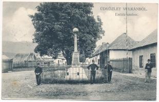 Vulkán, Zsivadejvulkán, Vulcan; Hunyadi emlék szobor. Joánovits János kiadása 1907. / monument (EK)