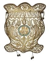 Réz szállal szőtt török táska, türkiz díszítéssel 20x26 cm