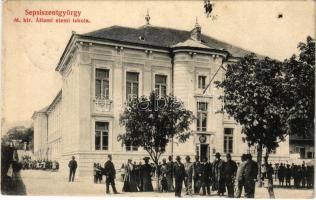 1907 Sepsiszentgyörgy, Sfantu Gheorghe; M. kir. állami elemi iskola. Benkő M. kiadása / school with Hungarian coat of arms (fl)