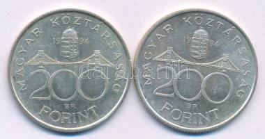 1994. 200Ft "Deák" Ag (2x) T:AU,XF patina Adamo F13.1