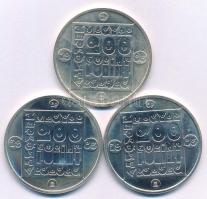 1985. 200Ft Ag (3xklf) "Természetvédelem - Mocsári Teknős, Vadmacska, Vidra" T:UNC,AU pati...