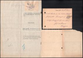 cca 1936-1943 Kerékpárral kapcsolatos 4 db irat, számla