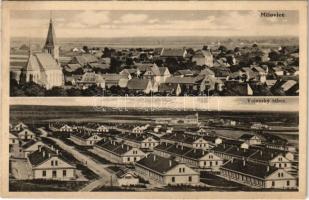 1933 Milovice, Millowitz; Vojensky tábor, látkép / Military camp, barracks, general view, church. Nakl. Frantisek Tyc