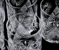 6 db Kristály whiskys, vizes pohár,. Hibátlan 10 cm