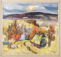 Kassai Antal (1921-1991), kárpátaljai festő: Kárpátaljai táj. Olaj, vászon, jelezve jobbra lent. Fakeretben. 66x70 cm/ Anton Kasshaj: Carpathians (Carpatho-Ukraine). Oil on canvas, signed. Framed, 66×70 cm