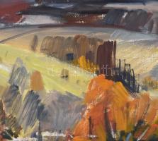 Kassai Antal (1921-1991), kárpátaljai festő: Kárpátaljai táj. Olaj, vászon, jelezve jobbra lent. Fak...