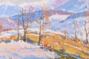 Soltész Zoltán (1909-1990): Téli Kárpátok (Kárpátalja). Olaj, vászon, jelzett. Fa keretben, 60×80 cm...