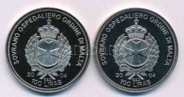 Máltai Lovagrend 2004. 100L Cu-Ni (2xklf) "Magyarország az EU-ban" + "Dánia az EU-ban...