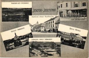 Josefov, Josefstadt (Jaromer, Jermer); Na vojenském cvicisti, Novomestske námesti, Hostinecutrilip, Hlavni stráz, Schonaichovo námesti, Radnice / am Exerzierplatz, Neustädter platz, Hauptwache, Paradeplatz, Schönaichplatz, Rathaus / military training ground, guards, K.u.K soldiers, squars, town hall. Al. Nemecek