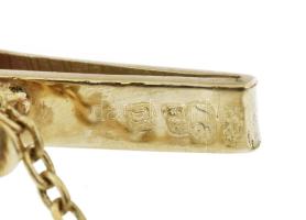 Arany (Au) 14K karperec biztonsági lánccal, 9 db gránát kővel, jelzett, 55,8×5 cm, br: 20,1 g