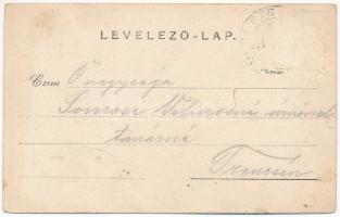 1911 Muraszerdahely, Mursko Sredisce; Fő tér, szobor / main square, statue. Art Nouveau, floral (Rb)