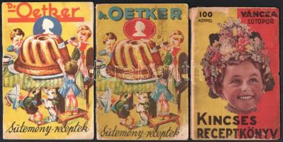 Dr. Oetker sütemény-receptek, 3 db. Bp.,én., Révai. Kiadói papírkötés, egyiknél a füzet elvált a borítótól, foltos.