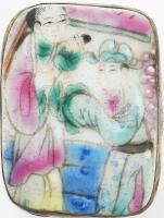 Antik kínai ezüst (Ag) szelence festettzománc díszítéssel 5x4x2,5 cm / Antique Chinese silver box wi...