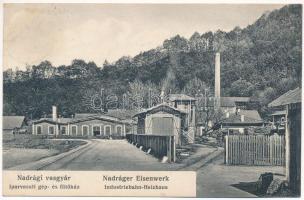 1913 Nadrág, Nadrag, Steinacker; vasgyár, iparvasúti gép és fűtőház / industrial railway engine and boiler room of the iron works, factory (fl)