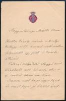 1893 Habsburg-Lotharingiai József Károly Lajos főherceg (Pozsony, 1833 - Fiume, 1905) autográf levele Richter Károly hadnagy ügyében