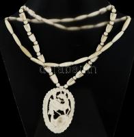2 db csont nyaklánc, feszülettel ill. áttört ovális medállal