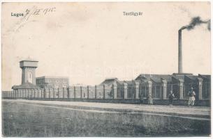 1915 Lugos, Lugoj; Textilgyár. Schönberg Miksáné kiadása / textile factory (fl)