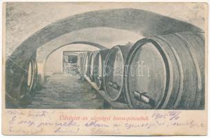 1905 Algyógy, Geoagiu, Gergesdorf; borospince belső hordókkal. Adler fényirda / wine cellar interior with barrels (EB)